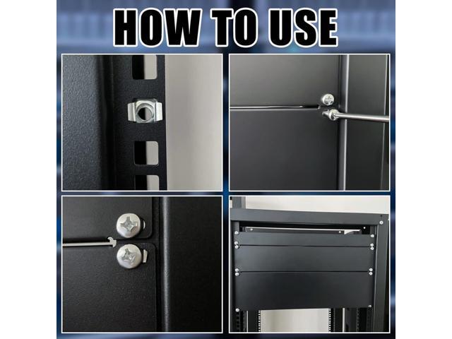 1U,2U,4U Blank Panel Metal Rack Mount Filler Panel Mount Panel Spacer 19 Inches Rack Blanking Panel Kit for Enclosure Server Rack Cabinet Black (6...