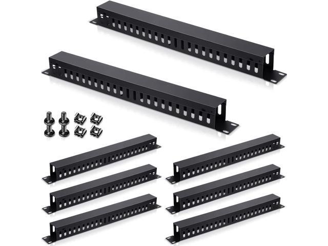 8 Pieces 19 Inch Cable Manager 1U 24 Slot Horizontal Server Rack Mount Cable Management Organizer Raceway Metal Finger Duct with Cover and Screw...