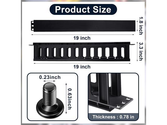 4 Packs 1U Rack Cable Management Sleeves Horizontal 12 Slot Cable Management Clips Cable Rack with Panel Cover 19 Inch for Wall Shelf Mount...