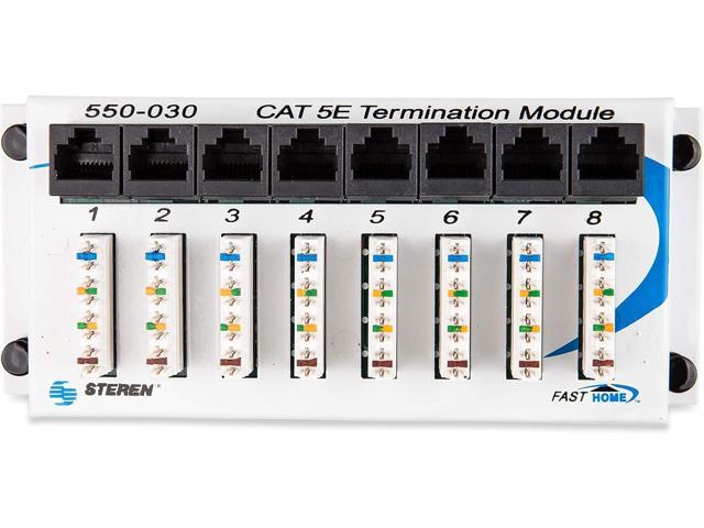 Steren 8 Port Network Hub - FastHome Cat 5E Termination Data Hub Module - High-Speed Network Connector for Home & Office