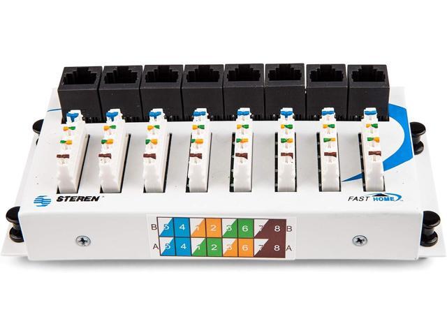 Steren 8 Port Network Hub - FastHome Cat 5E Termination Data Hub Module - High-Speed Network Connector for Home & Office