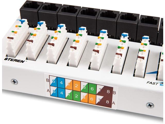 Steren 8 Port Network Hub - FastHome Cat 5E Termination Data Hub Module - High-Speed Network Connector for Home & Office