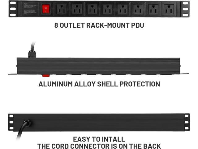 BTU Power Strip Surge Protector Rack-Mount PDU, 8 Right Angle Outlets Wide-Spaced, Mountable Power Strip Heavy Duty for Server Racks, Commercial,...