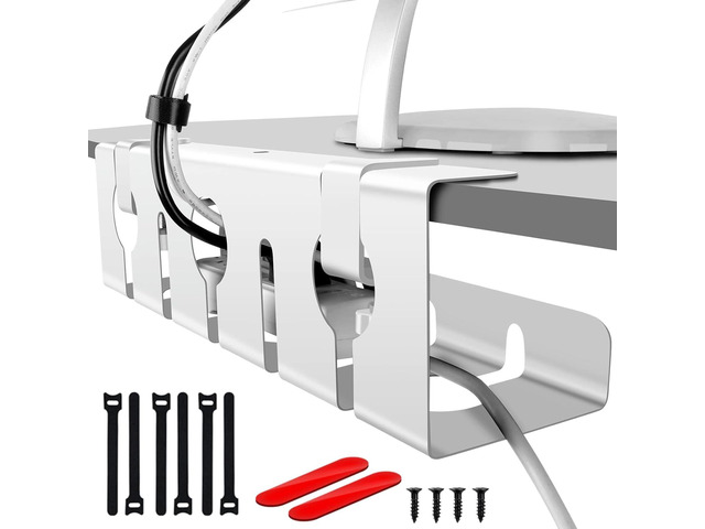Under Desk Cable Management Tray - No Damage to Desk, Perfect Standing Desk Cable Management, Quszmd Under Table Cable Management Upgraded No...