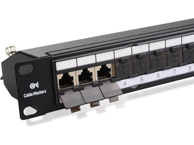 Cable Matters Rackmount or Wall Mount 24-Port Shielded RJ45 Patch Panel with Jack Shutter