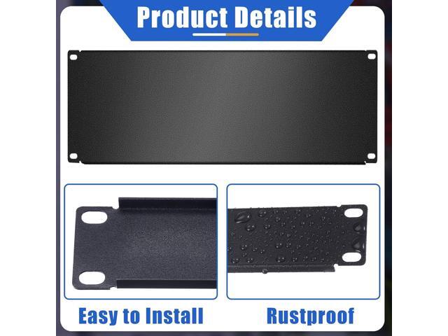 4 Pieces 1U, 2U, 4U, 8U Blank Panel Kit Metal Rack Mount Filler Panel Spacer 19 Inch for Enclosure Server Rack Cabinet, Black