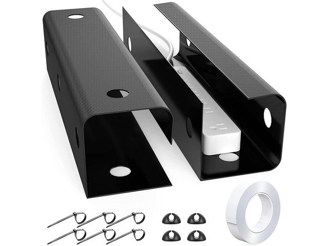 Yecaye 2 Pack Under Desk Cable Management Tray, 31.5in Desk Cord Organizer for Wire Management Tray, Perfect for Standing Desk Cable Tray, No Screw...