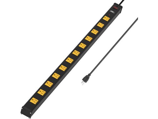 Long Power Strip, 12-Outlet Heavy Duty Surge Protector Wall Mount Power Strip with 1800 Joules Protection 15A Circuit Breaker 6FT for Garage, Shop,...