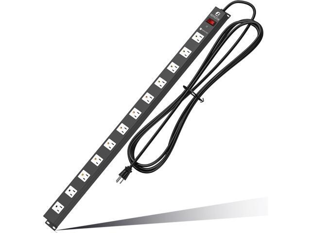 12 Outlet Surge Protector Metal Power Strip, 1800J Mountable Power Outlet, Heavy Duty Workshop Metal Power Strip for Commercial, Industrial, School...