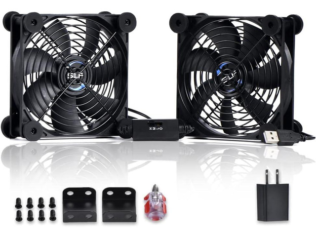 USB Dual 120mm Control Fan, 5V Portable Cooling Fan for Flat-Screen TV Receiver Router DVR PlayStation Xbox Computer Cabinet Cooler