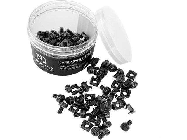 RIVECO Rack Screws & Cage Nuts for Server Cabinets & Racks Mounting Network Equipment Clip Nuts 50 Sets M6 x 16mm Black