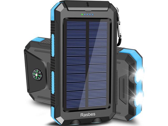 Solar Charger, 38800mAh Portable Solar Power Bank IPX5 Waterproof with Built-in Solar Panel Charger and LED Flashlight, Solar Phone Charger Battery...