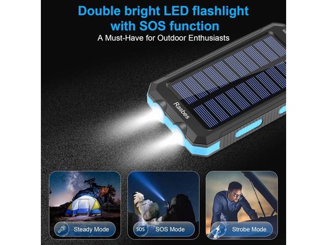 Solar Charger, 38800mAh Portable Solar Power Bank IPX5 Waterproof with Built-in Solar Panel Charger and LED Flashlight, Solar Phone Charger Battery...