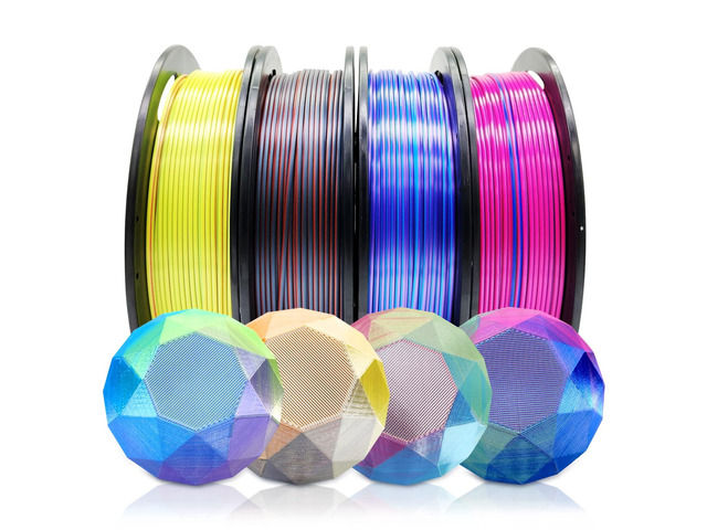 Reprapper PLA Filament 4 X 250g Color Pack, Triple Color Filament Coextrusion PLA 1.75mm for 3D Printer, 4 Spools Silk Rose/Blue/Green,...