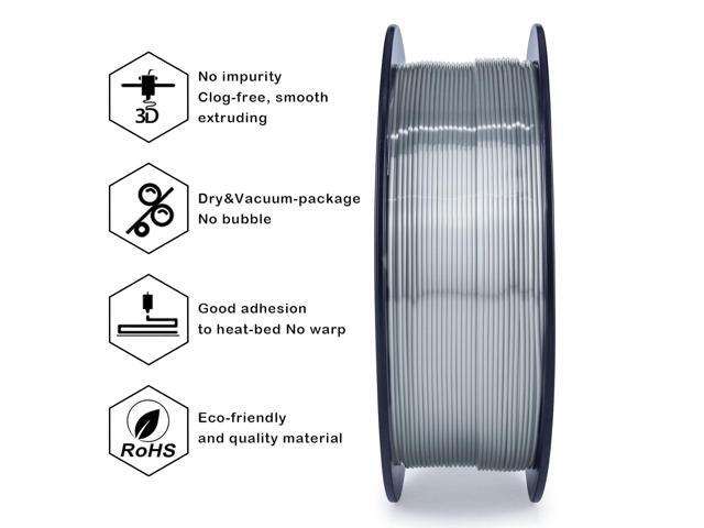 ZIRO PLA 3D Printer Filament, Silky Silver PLA Filament 1.75mm 1KG/2.2lbs Spool, Shiny Shine 3D Printing Material, Metal Metallic 3D Filament,...
