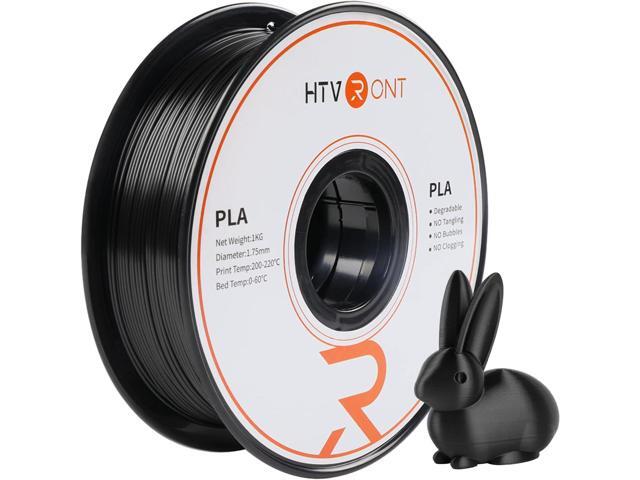 HTVRONT PLA 3D Printer Filament - Black PLA Filament 1.75mm, 1KG Spool(2.2lbs), Dimensional Accuracy +/- 0.02mm, No Breaking & Tangling, Clog Free.