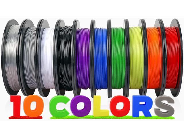 PETG 3D Printer Filament 1.75mm 10 Packs 0.5kg Bundle, dikale No Tangle Assorted Colors Multipack Filament, 500g per Spool, 10 Spools Set, in Total.
