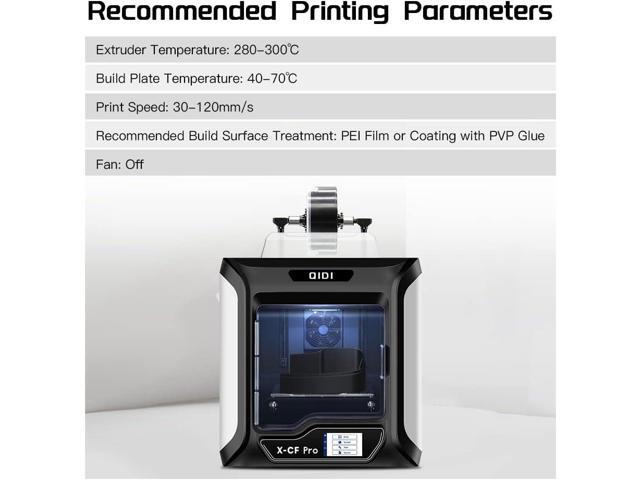 R QIDI TECHNOLOGY PA12-CF Nylon Filament 1.75 Black, Carbon Fiber Nylon Filament 1.75mm 1Kg Spool 3D Printer Filament, High Strength, High...