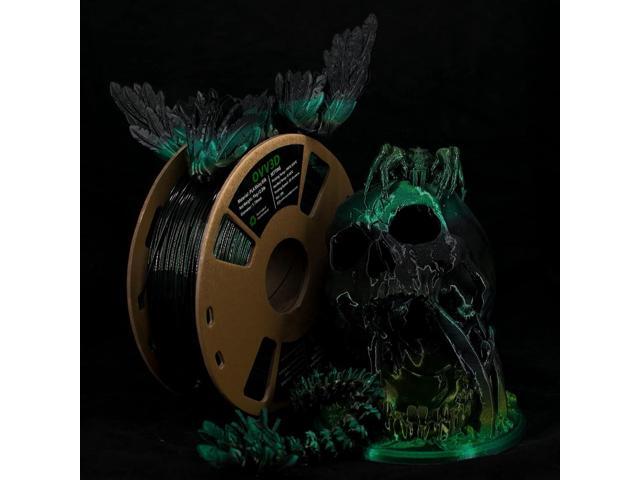 PLA Filament 1.75mm, 3D Printer Filament Silk Black Green Color Changing, Silk PLA Filament with Glitter Flecks, 3D Printing Filament 1.75...