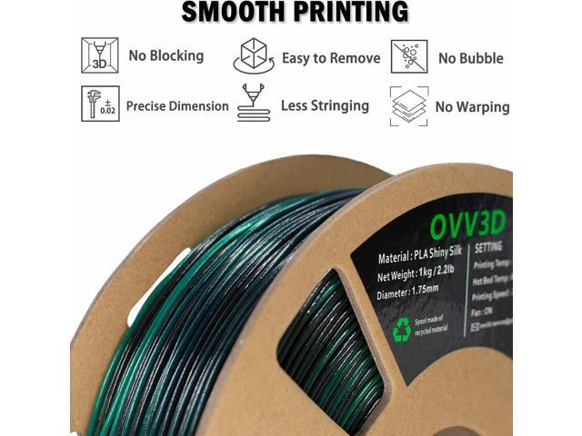 PLA Filament 1.75mm, 3D Printer Filament Silk Black Green Color Changing, Silk PLA Filament with Glitter Flecks, 3D Printing Filament 1.75...