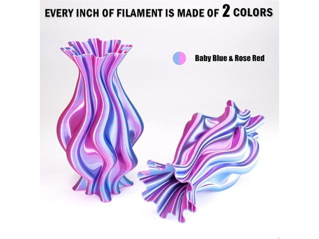 OVV3D PLA Filament 1.75mm, Silk PLA Dual Color Filament, Sky Blue and Rose Red Coextrusion Filament, Color Change Every Inch Filament 3D Printing...