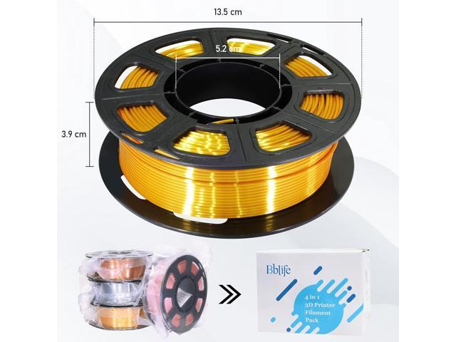 1.75mm 4 Spools Silk PLA 3D Printer Filament Bundle: Shiny Metallic Gold/Silver/Copper/Rose Gold, Each Spool 250g, Widely Fit for 3D Printer/Pen,...
