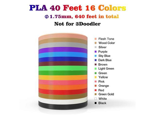 3D Pen Refills 3D Printer Pen Filament 1.75mm PLA (640 Feet 16 Colors) Bonus 250 Stencils eBooks - 3D Pen Filament