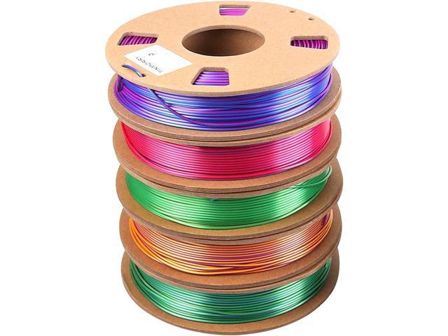 Tri-Color Silk PLA 3D Printer Filament Bundle, TINMORRY Ultra Silk PLA Filament 1.75mm Combipack, 250g x 5 Spools photo