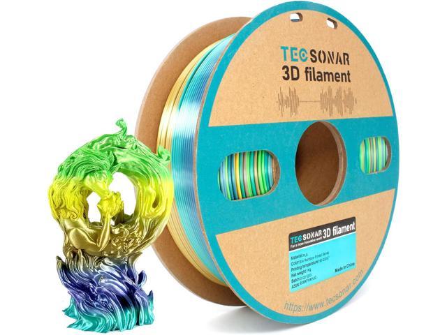 TECSONAR Silk Shiny Multicolor Rainbow PLA 3D Printer Filament 1.75mm, Dimensional Accuracy +/- 0.02mm, 1kg Spool (2.2lbs), Fit Most 3D Printer,. photo