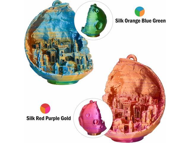 OVV3D PLA Filament 1.75mm, Tri-Colors 3D Printer Filament, Rainbow PLA Filament Bundle, Coextrusion 3D Filament with Silk PLA Color Change, 3D...