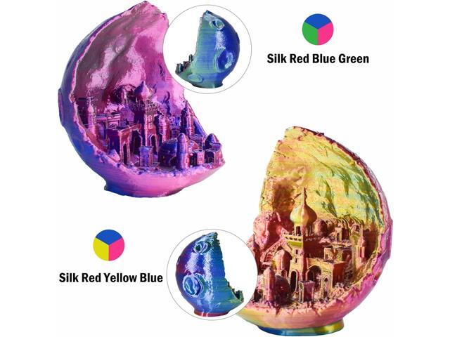 OVV3D PLA Filament 1.75mm, Tri-Colors 3D Printer Filament, Rainbow PLA Filament Bundle, Coextrusion 3D Filament with Silk PLA Color Change, 3D...