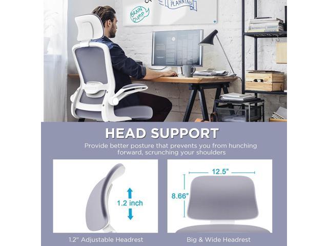 Mimoglad Office Chair, High Back Ergonomic Desk Chair with Adjustable Lumbar Support and Headrest, Swivel Task Chair with flip-up Armrests for...