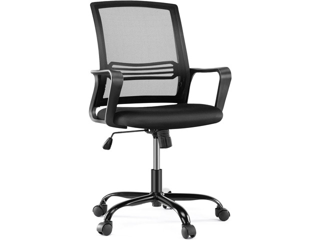 Ergonomic Home Office Desk Chair with Comfortable Lumbar Support, Mid Back, Padded Seat and Armrest, Rocking Mode, 360 Degree Swivel Rolling,...