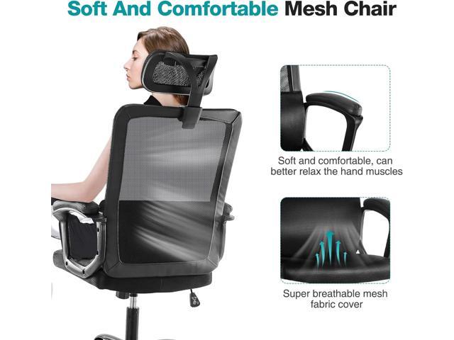 OLIXIS Home Office Ergonomic Computer Desk Mesh High Back Adjustable Height Executive Task Chair with Lumbar Support, Headrest, Padded Armrest,...