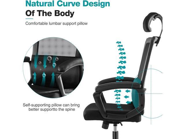 OLIXIS Home Office Ergonomic Computer Desk Mesh High Back Adjustable Height Executive Task Chair with Lumbar Support, Headrest, Padded Armrest,...