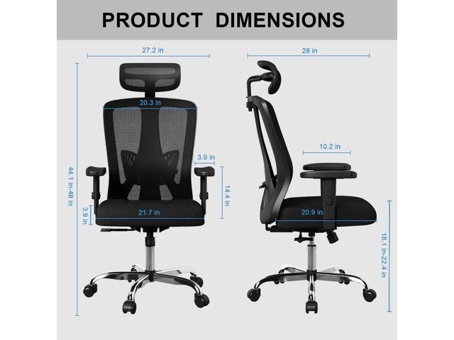 Sytas Ergonomic Office Chair, High Back Desk Chair Computer Task Mesh Chair with Adjustable Headrest, Arms and Lumbar Support, for Modern Office...