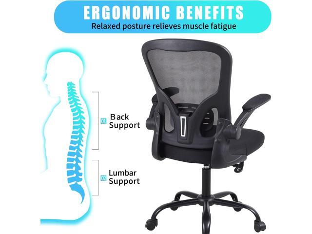 Flysky Ergonomic Office Desk Chair Breathable Mesh Swivel Computer Chair, Lumbar Back Support Task Chair, with Wheels and Flip-up Arms, Adjustable...