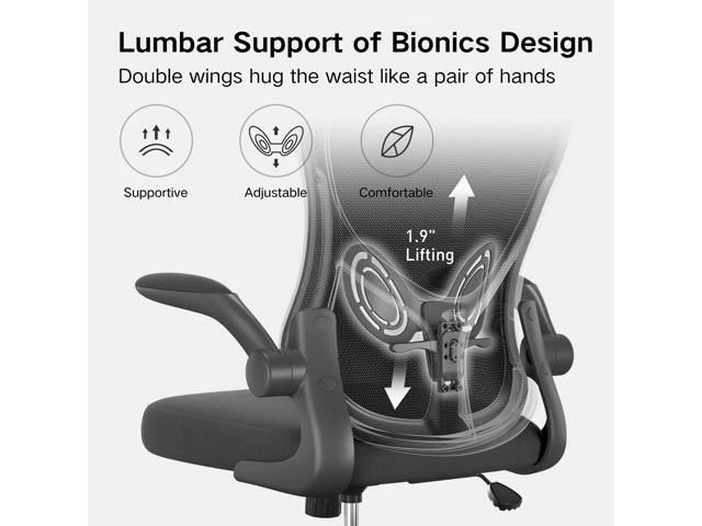 Hbada Office Chair Ergonomic Desk Chair, Office Desk Chairs with PU Silent Wheels, Breathable Mesh Computer Chair with Adjustable Lumbar Support,...