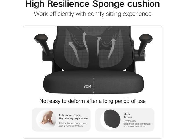 Hbada Office Chair Ergonomic Desk Chair, Office Desk Chairs with PU Silent Wheels, Breathable Mesh Computer Chair with Adjustable Lumbar Support,...