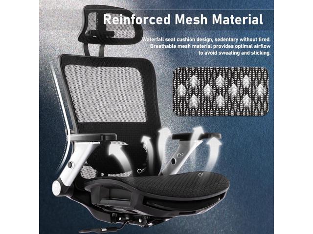 Ergonomic Mesh Office Chair with Footrest, High Back Computer Executive Desk Chair with Headrest and 4D Flip-up Armrests, Adjustable Tilt Lock and...