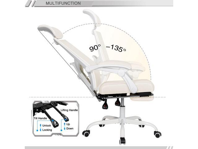 Qulomvs Mesh Ergonomic Office Chair with Footrest Home Office Desk Chair with Headrest and Backrest 90-135 Adjustable Computer Executive Desk Chair...