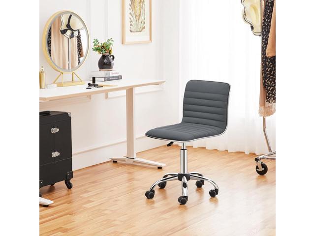 Yaheetech Velvet Armless Office Chair, Ergonomic Low Back Desk Chair with Adjustable Height/Wheels, Dark Gray