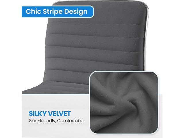 Yaheetech Velvet Armless Office Chair, Ergonomic Low Back Desk Chair with Adjustable Height/Wheels, Dark Gray