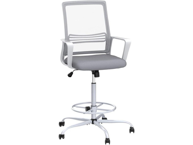 Drafting Chair, Tall Office Chair with Adjustable Foot Ring, Standing Desk Chair with Ergonomic Lumbar Support and Adjustable Armrests, Swivel...