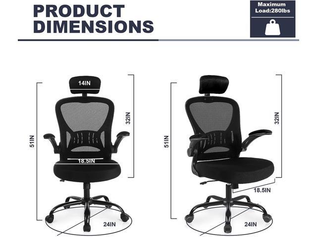 Office Chair Ergonomic Desk Chair Comfort Adjustable Height with WheelsLumbar Support Mesh Swivel Computer Home Office Study Task Chair Black