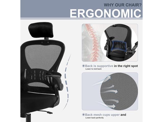 Office Chair Ergonomic Desk Chair Comfort Adjustable Height with WheelsLumbar Support Mesh Swivel Computer Home Office Study Task Chair Black