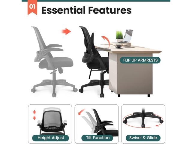 NEO CHAIR Office Desk Computer Gaming Chair with Executive Ergonomic Lumbar Back Support Flip-up Padded Armrest Adjustable Height and Wheels for...