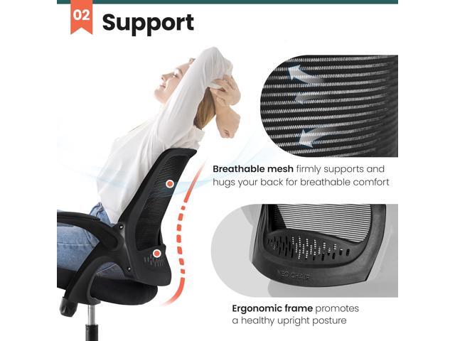 NEO CHAIR Office Desk Computer Gaming Chair with Executive Ergonomic Lumbar Back Support Flip-up Padded Armrest Adjustable Height and Wheels for...