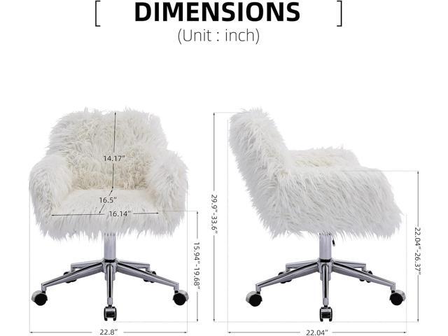 KCC Fluffy Office Desk Chair, Faux Fur Modern Swivel Armchair with Wheels, Soft Comfy Fuzzy Elegant Accent Makeup Vanity Chairs for Women Girls,...