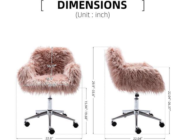 KCC Fluffy Office Desk Chair, Faux Fur Modern Swivel Armchair with Wheels, Soft Comfy Fuzzy Elegant Accent Makeup Vanity Chairs for Women Girls,...